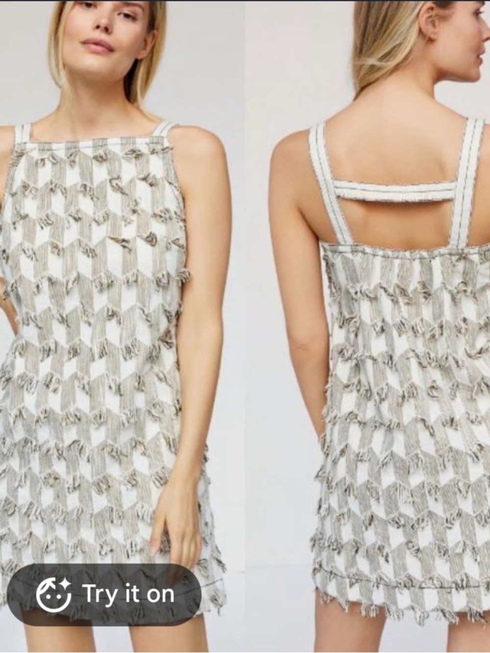 EUC Anthropologie Fringe Ladder Back Shift Dress